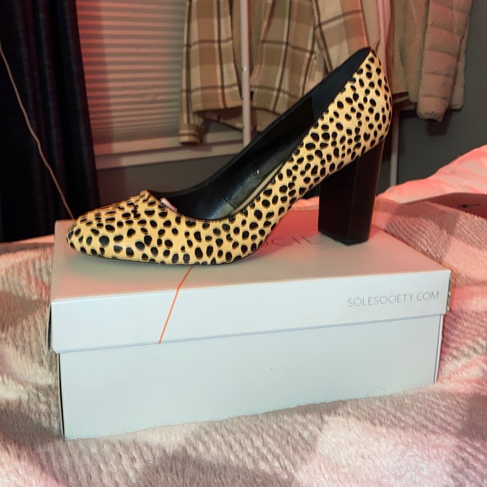Sole Society Giselle Leopard Heeled Pumps